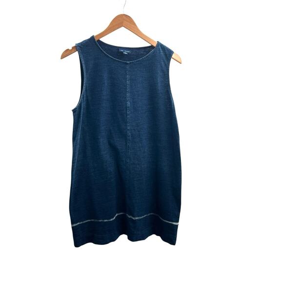 Pure Jill Indigo Tunic Tank Rear Split Hem 100% Cotton Women's Medium Petite - Picture 6 of 9